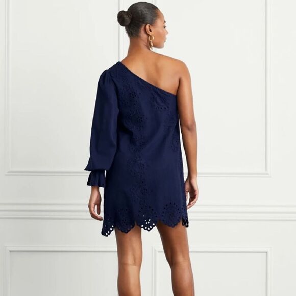 Hill House Milla Navy Linen One Shoulder Dress - Picture 2 of 5